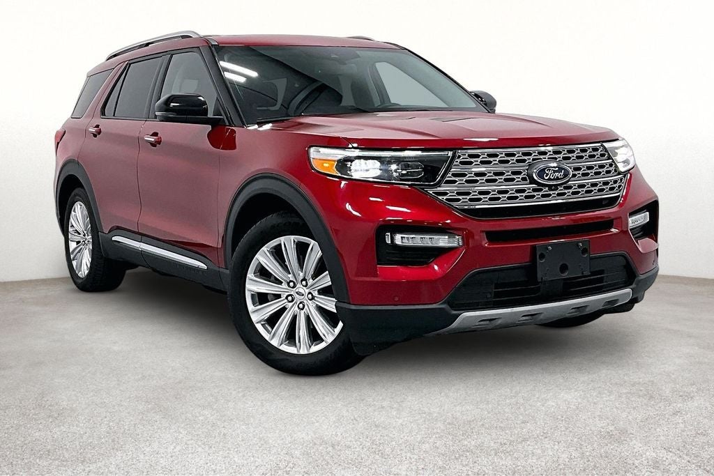 2022 Ford Explorer Limited in Red Metallic — front three-quarter view