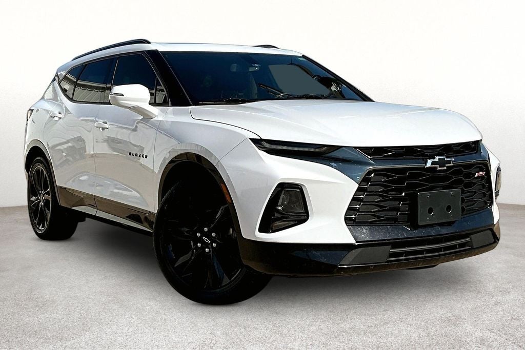 2019 Chevrolet Blazer RS in Summit White — front three-quarter view