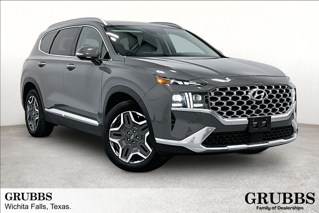 2021 Hyundai Santa Fe Limited in Hampton Gray — front three-quarter view