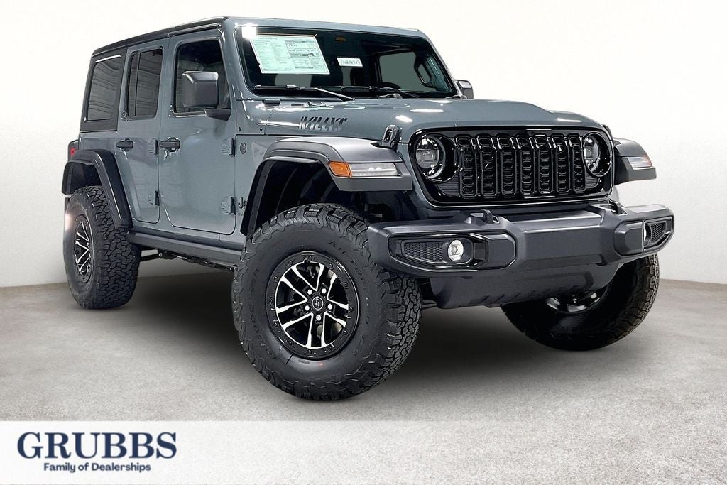 2026 Jeep Wrangler WRANGLER 4-DOOR WILLYS in Anvil Clear-Coat Exterior Paint — front three-quarter view