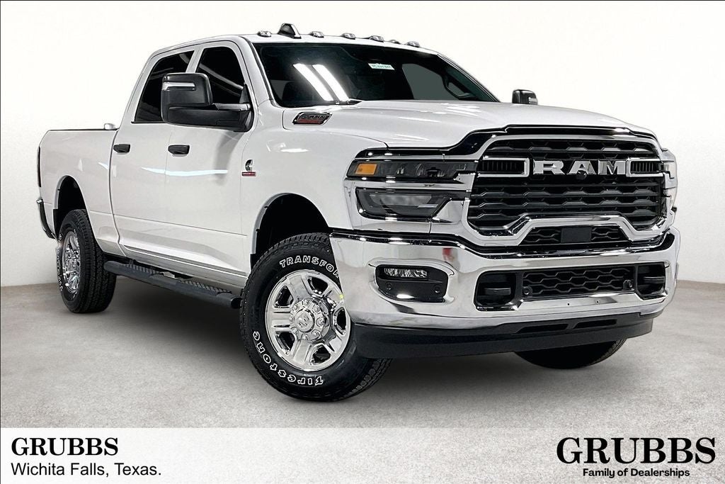2026 RAM Ram 2500 RAM 2500 TRADESMAN CREW CAB 4X4 6'4' BOX in Bright White Clear-Coat Exterior Paint — front three-quarter view
