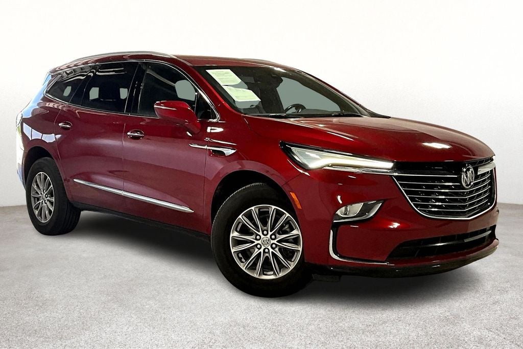 2023 Buick Enclave Premium Group in Cherry Red Tintcoat — front three-quarter view
